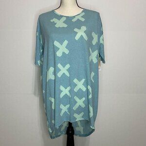 NWT Lularoe Irma XS “X” Design Hi-Low Teal Knit Top